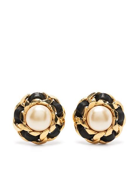 chanel diamond pearl earrings|pre owned Chanel earrings.